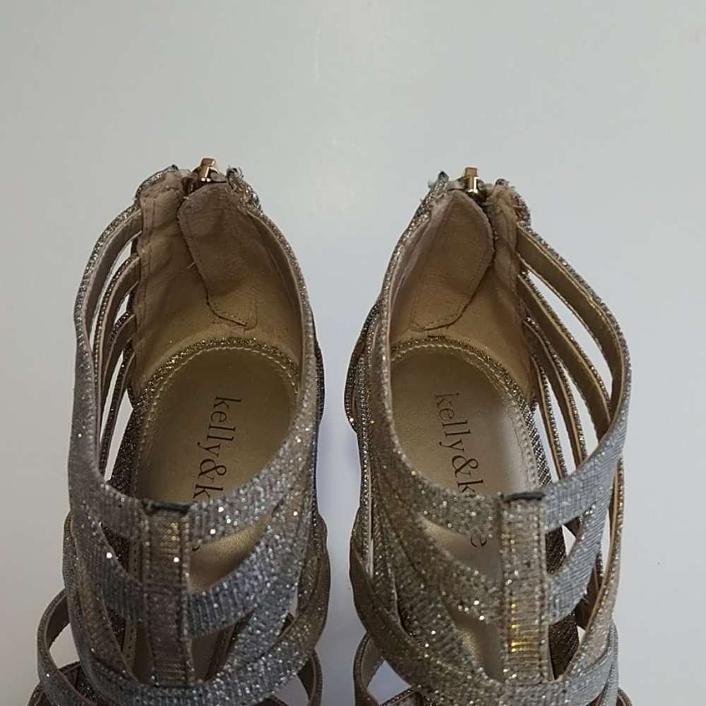 Kelly & Katie Gold/Silver Strappy Sparkle Heels - Picture 8 of 11